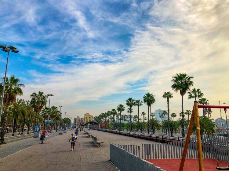 The main promenade during a weekend in Barcelona