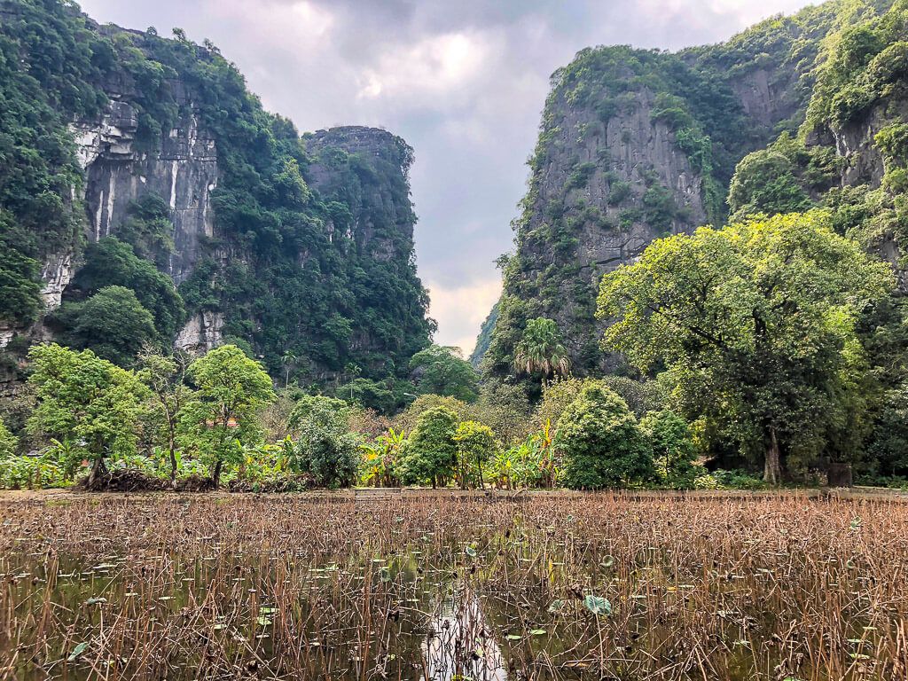 Stunning hills and a small pond in Tam Coc