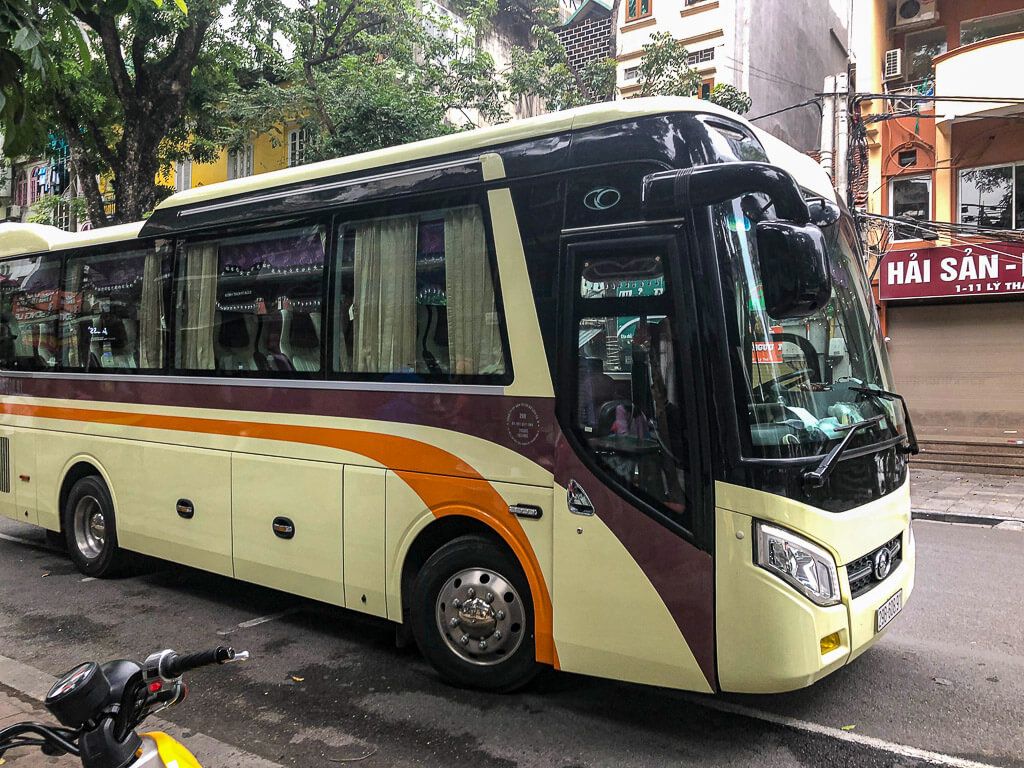 A Vietnam sleeper bus in Hanoi