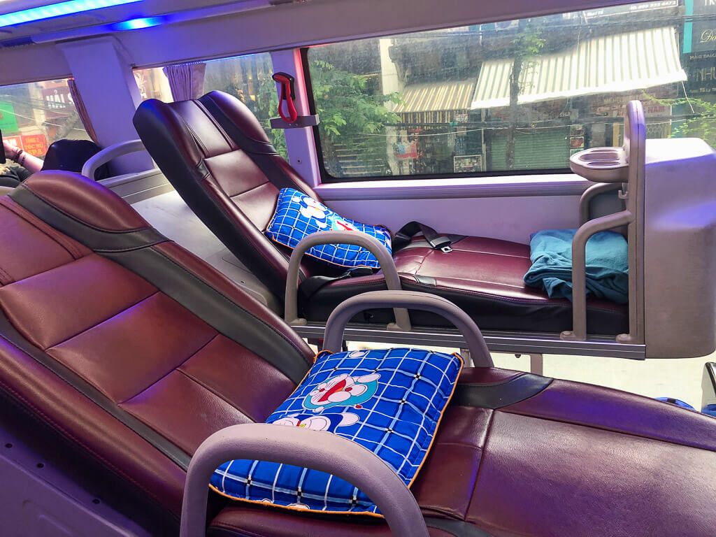 Reclining seats on a bus in Vietnam