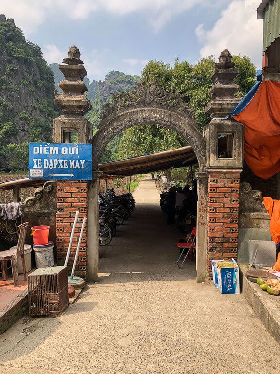 The bike parking area at Bich Dong Pagoda in Tam Coc