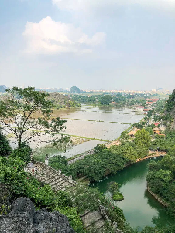 Views over waterlogged paddy fields in Tam Coc vietnam