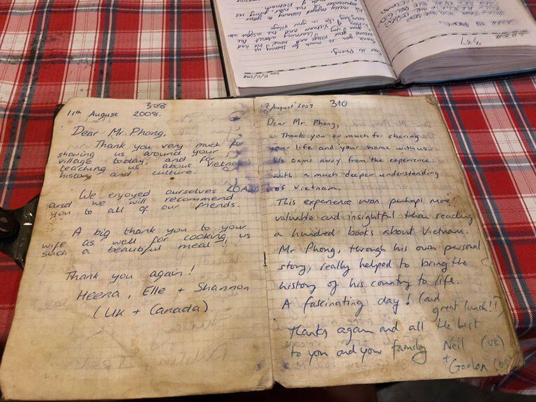 Very old book diary entries from tourists