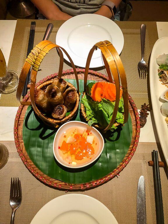 Beautifully presented food at Duong restaurant in Hanoi old quarter