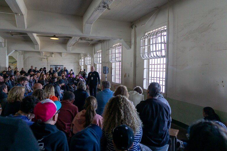 Awesome ranger talk about escape attempts on the Alcatraz tour inside the dining room