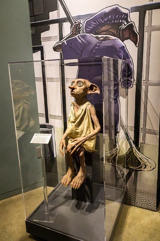 Dobby the house elf model in exhibit at movie studio tour in Los Angeles