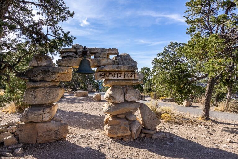Hermit's Rest arched stones and bell in Arizona