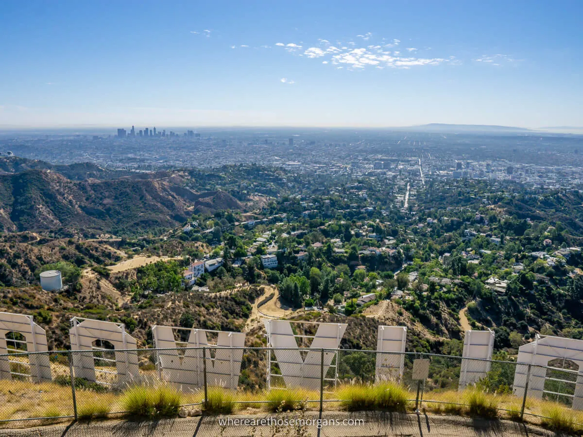 View over Los Angeles from Hollywood Sign at Mt Lee is one of the best things to do on a first visit to LA