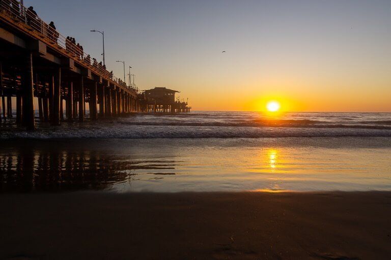 Best things to do in Los Angeles walk along the beach at Santa Monica and watch the sunset