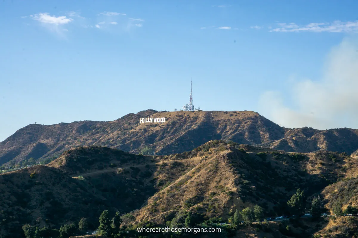 The famous Hollywood sign as seen from a distance