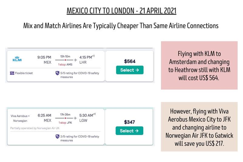 Airline mix and match will save a fortune when flying especially long haul