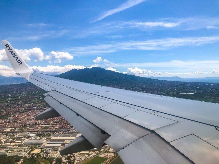 Plane Wing As Landing in Naples Italy