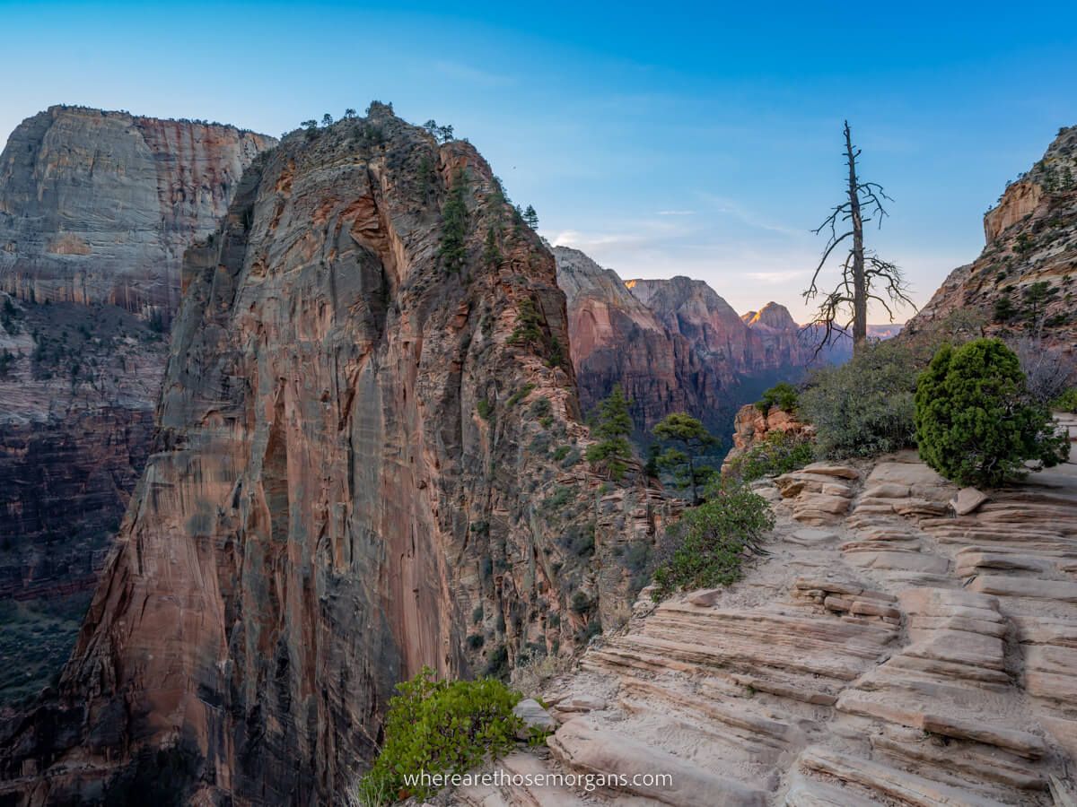 Angels Landing Hike Zion National Park Utah Incredibly Beautiful Photography Hiking At Sunrise Perfectly Captures The Shark Fin Shaped Climb Where Are Those Morgans
