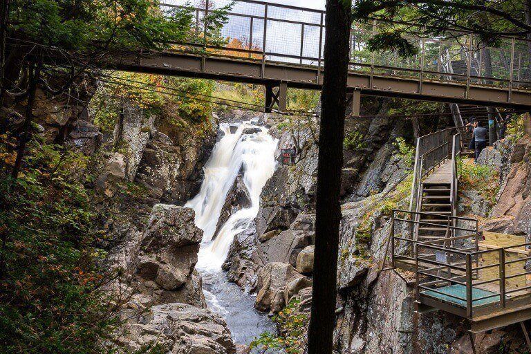 Boardwalks and bridges over waterfalls in ausable river adirondacks ny high falls gorge near lake placid