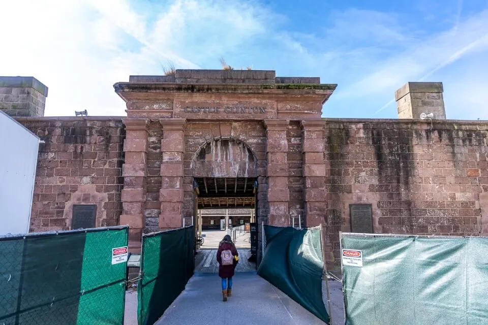 castle Clinton in battery park is an old fort and now where you buy tickets for the statue of liberty ellis island ferry and the ferry departs behind