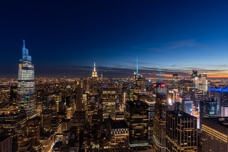 top of the rock or empire state building at night