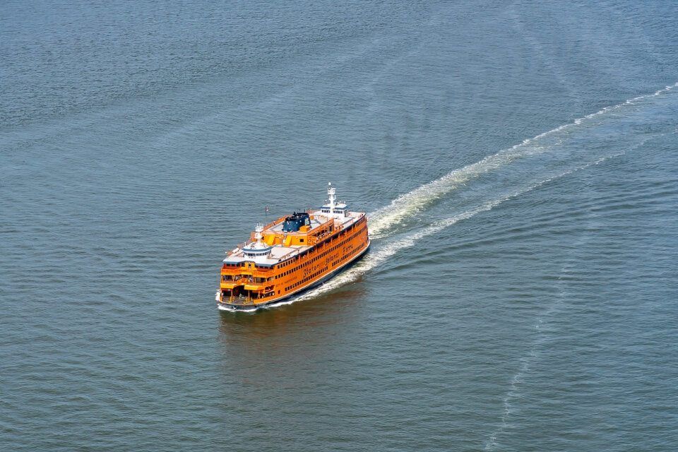 Huge orange ferry to staten island new york