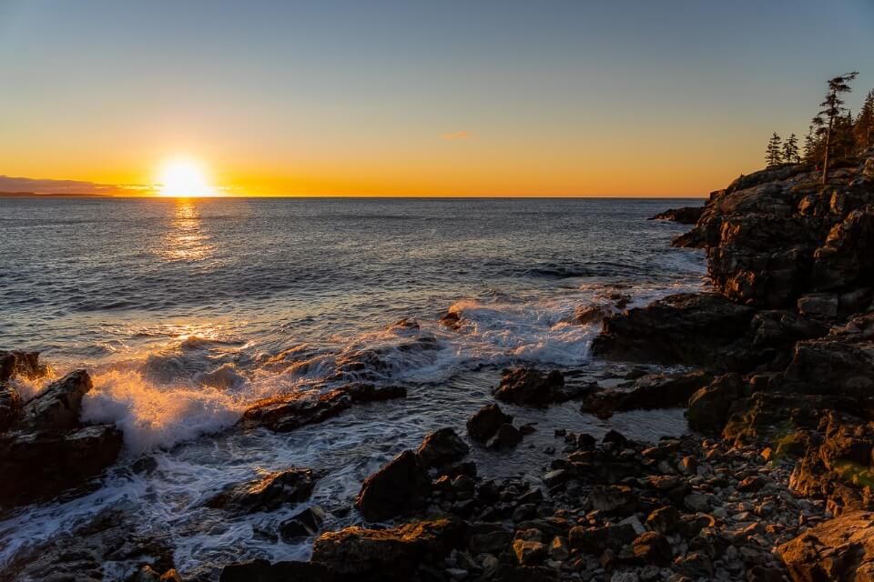 Beautiful Sunrise Schooner Head Cliffs by the ocean is one of the best things to do in acadia national park maine