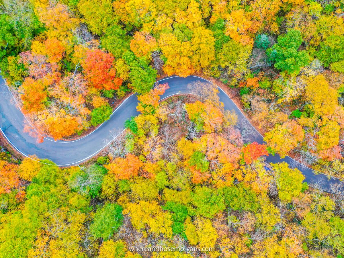 Stunning autumn foliage along Smugglers Notch near Stowe, Vermont