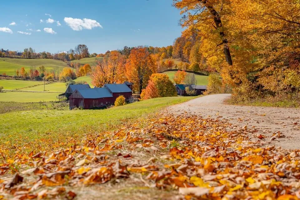 Jenne Road Farm is one of the best things to do in woodstock VT stunning farm land photography fall colors are beautiful