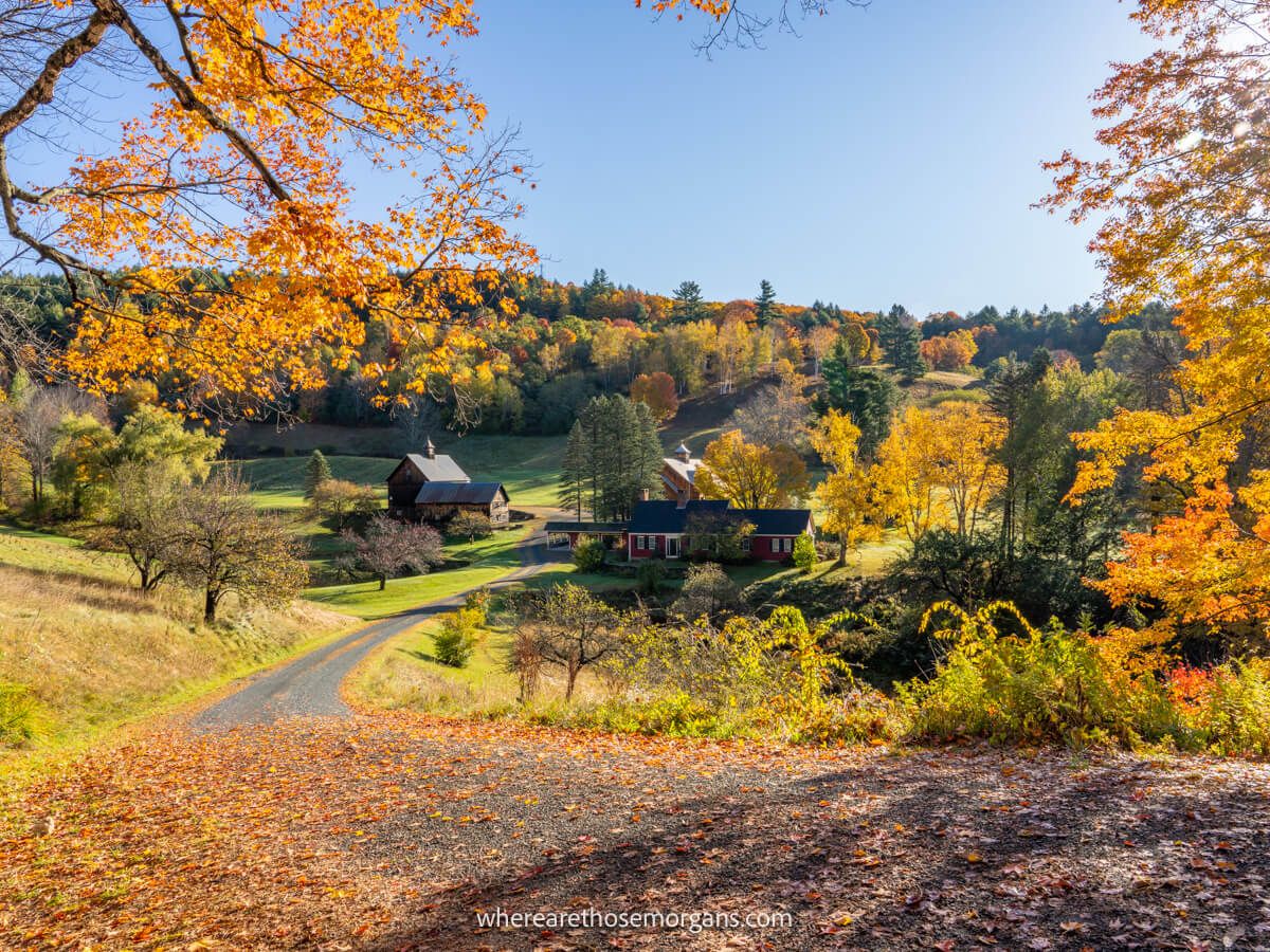 Sleepy Hollow Farm with spectacular red, yellow and orange colors during the fall season