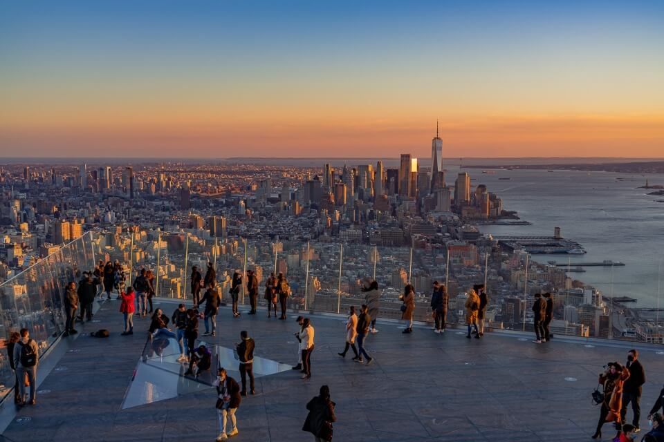 Sunset at the Edge in NYC observation decks are quiet during winter in new york city perfect for tourism