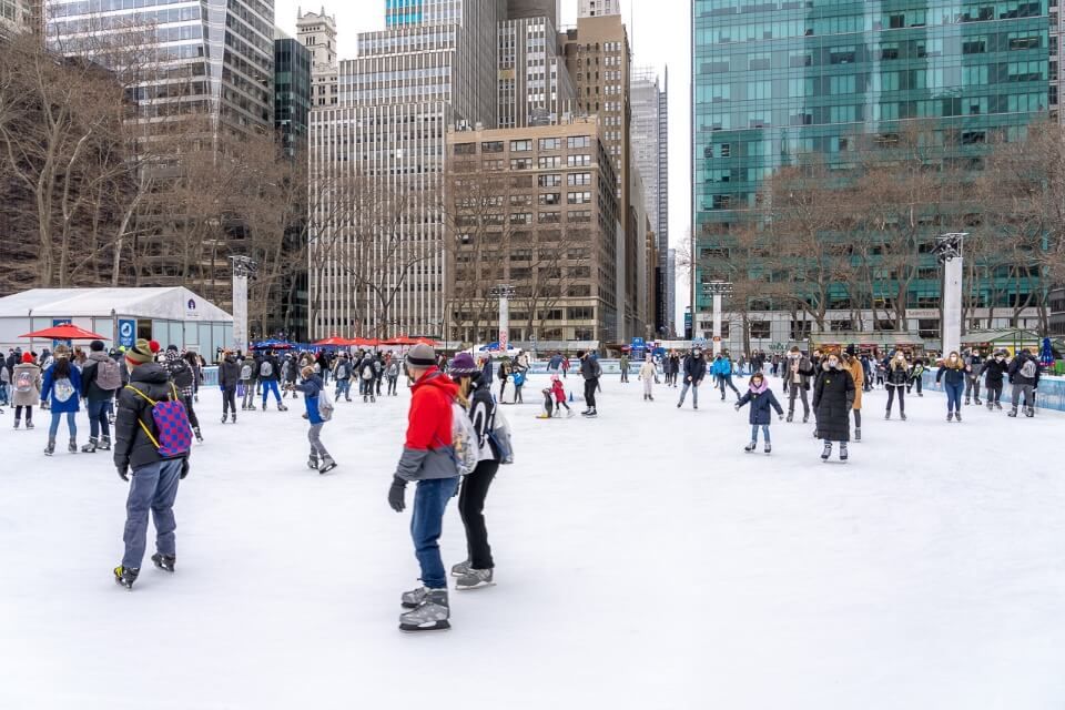 Bryant Park ice rink on a cold january day