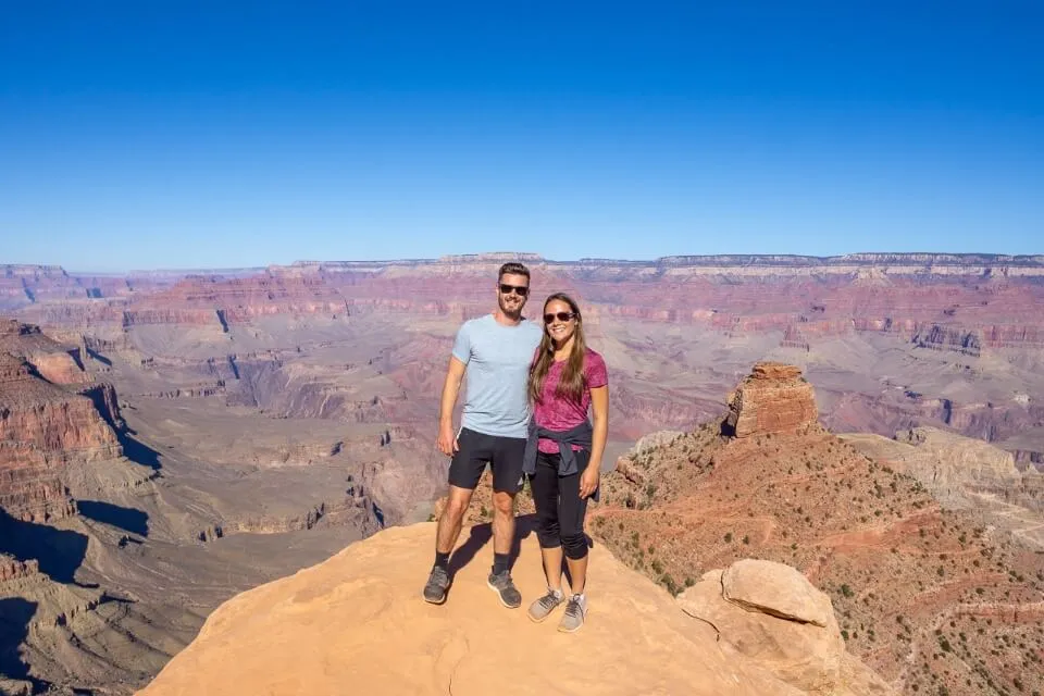 Where Are Those Morgans posing for a photo on a hot summers day in Grand Canyon national park but is summer the best time to visit?