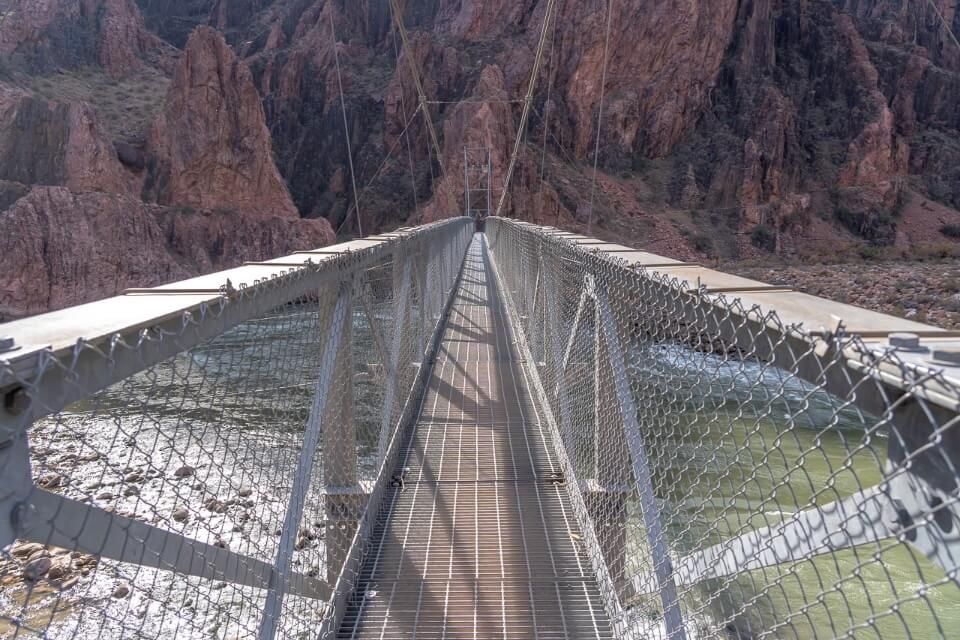 Bright Angel Bridge crossing the colorado river in grand canyon national park