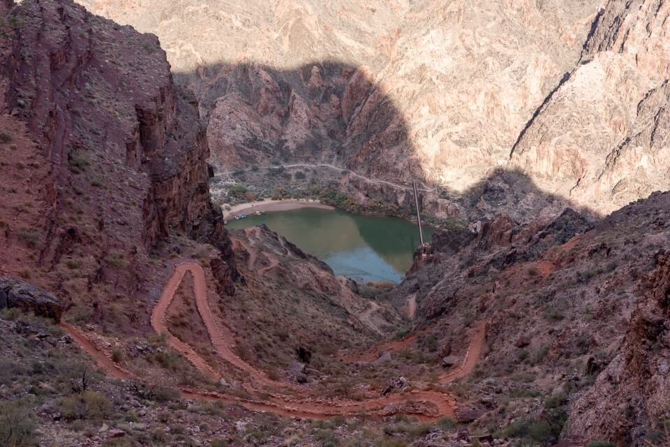 Awesome switchback trail on south kaibab to the colorado river and phantom ranch