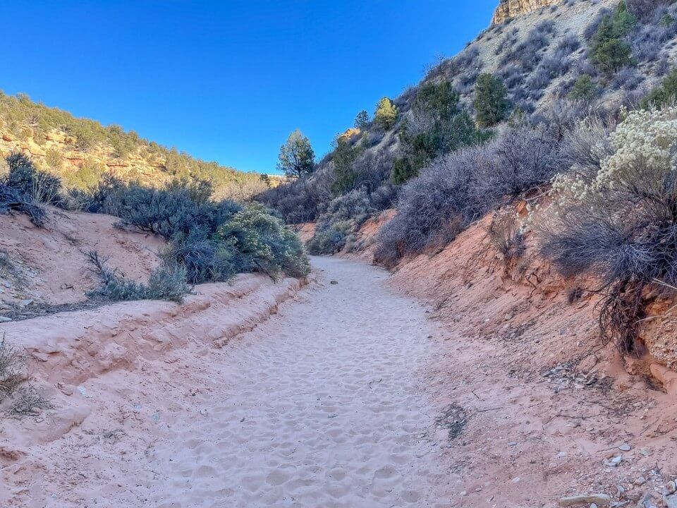 Dry river bed creek sandy and blue sky