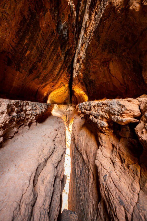Awesome wide angle photo of Soldier Pass Cave in Sedona with light pouring in