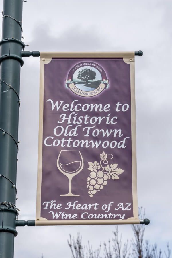 Historic Old Town Cottonwood welcome sign