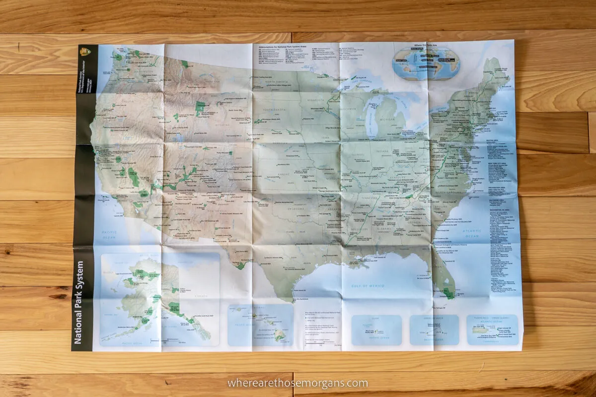 Map featuring 400+ national park service units located in the United States