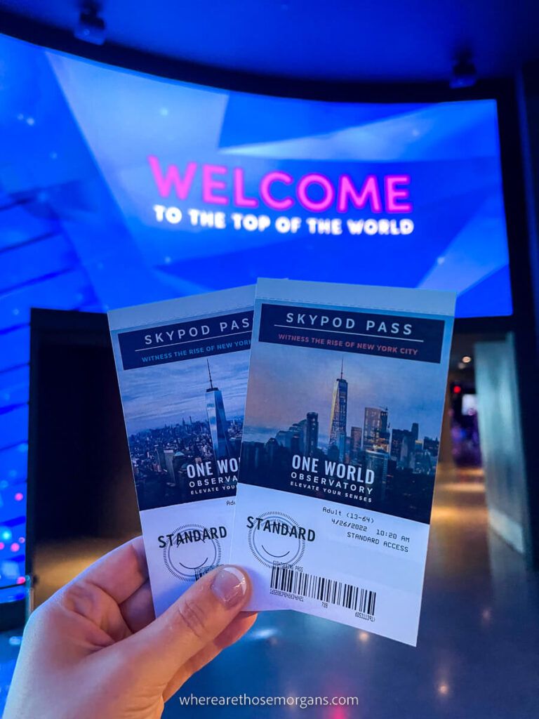 Two skypod passes to the observation deck in the One World Trade Center