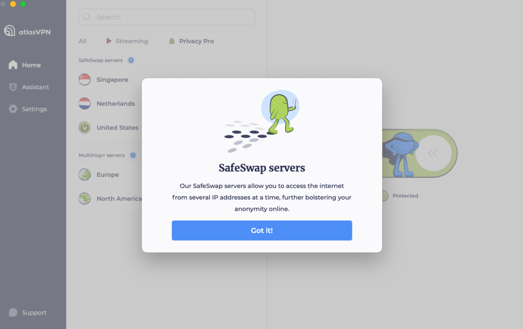 SafeSwap feature for Atlas VPN review