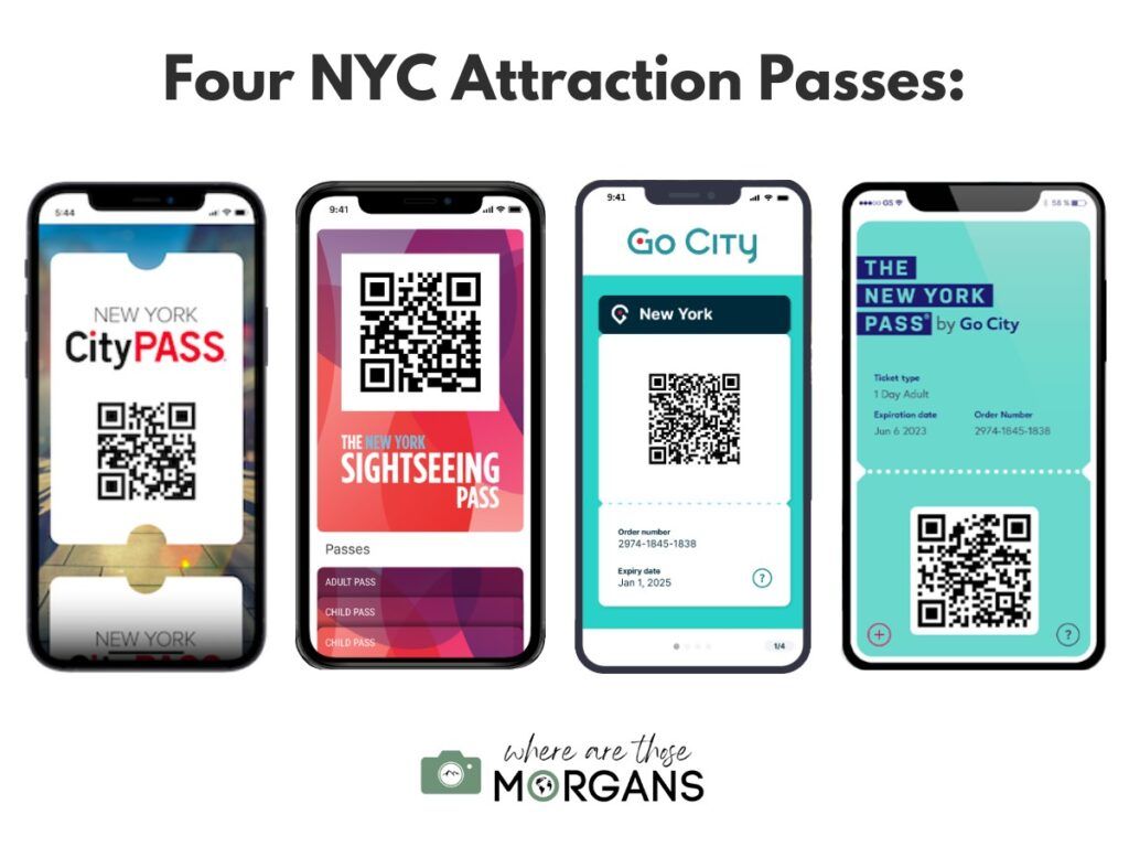 Example of the four popular New York attraction passes in the city