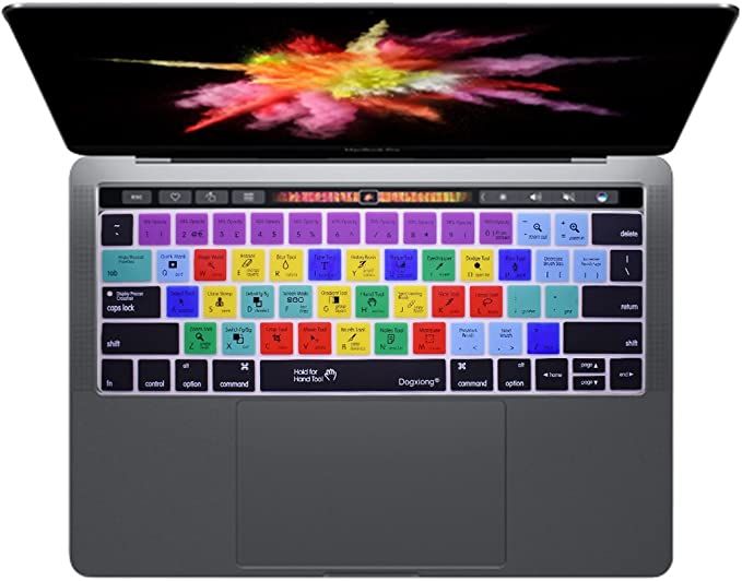 Bright colored photoshop shortcut keyboard cover for mac