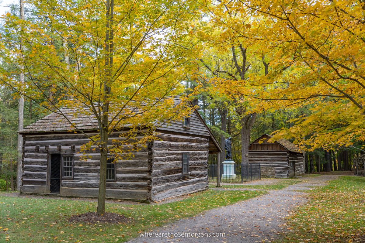 Two historic cabins at Letchworth State Park at the council grounds