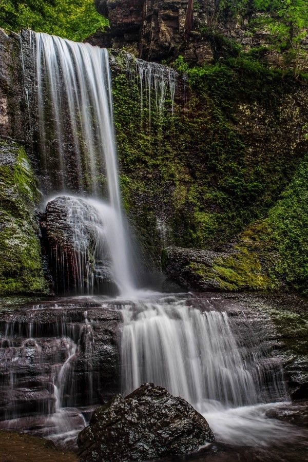 Three tiered Cowshed Falls in Fillmore Glen State Park