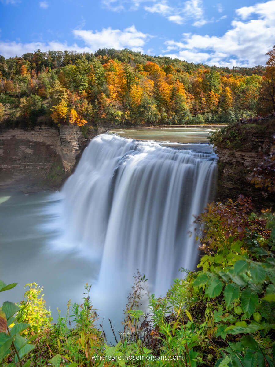 Letchworth State Park Middle Falls in autumn one of the best Finger Lakes waterfalls