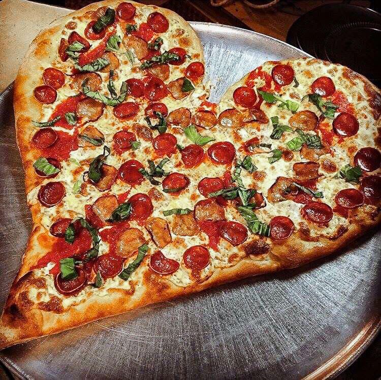 Heart shaped pizza from Joe and Pat's Pizzeria