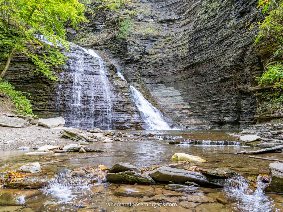 Grimes Glen Waterfall with creek in the foreground