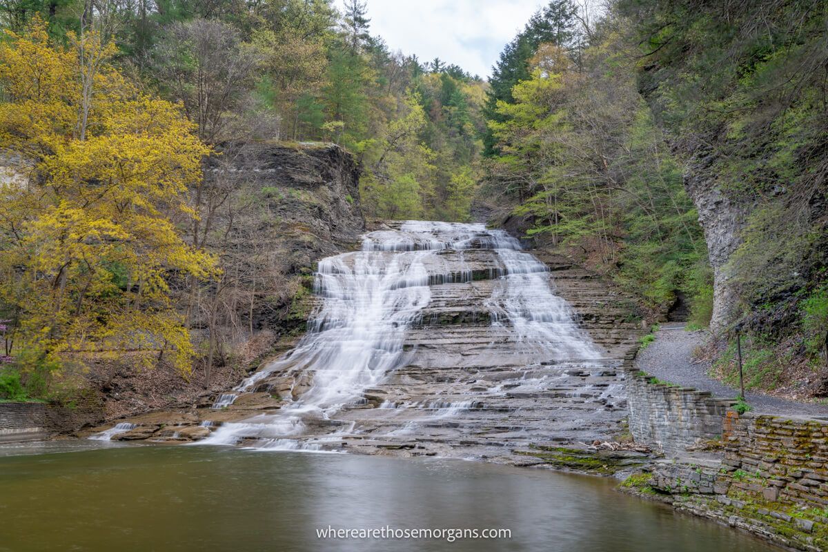 Heavy flowing Buttermilk Falls in spring time