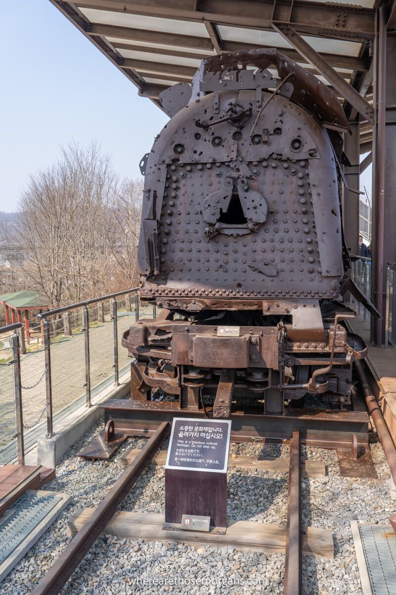 Front view of an old Korean War Steam Locomotive