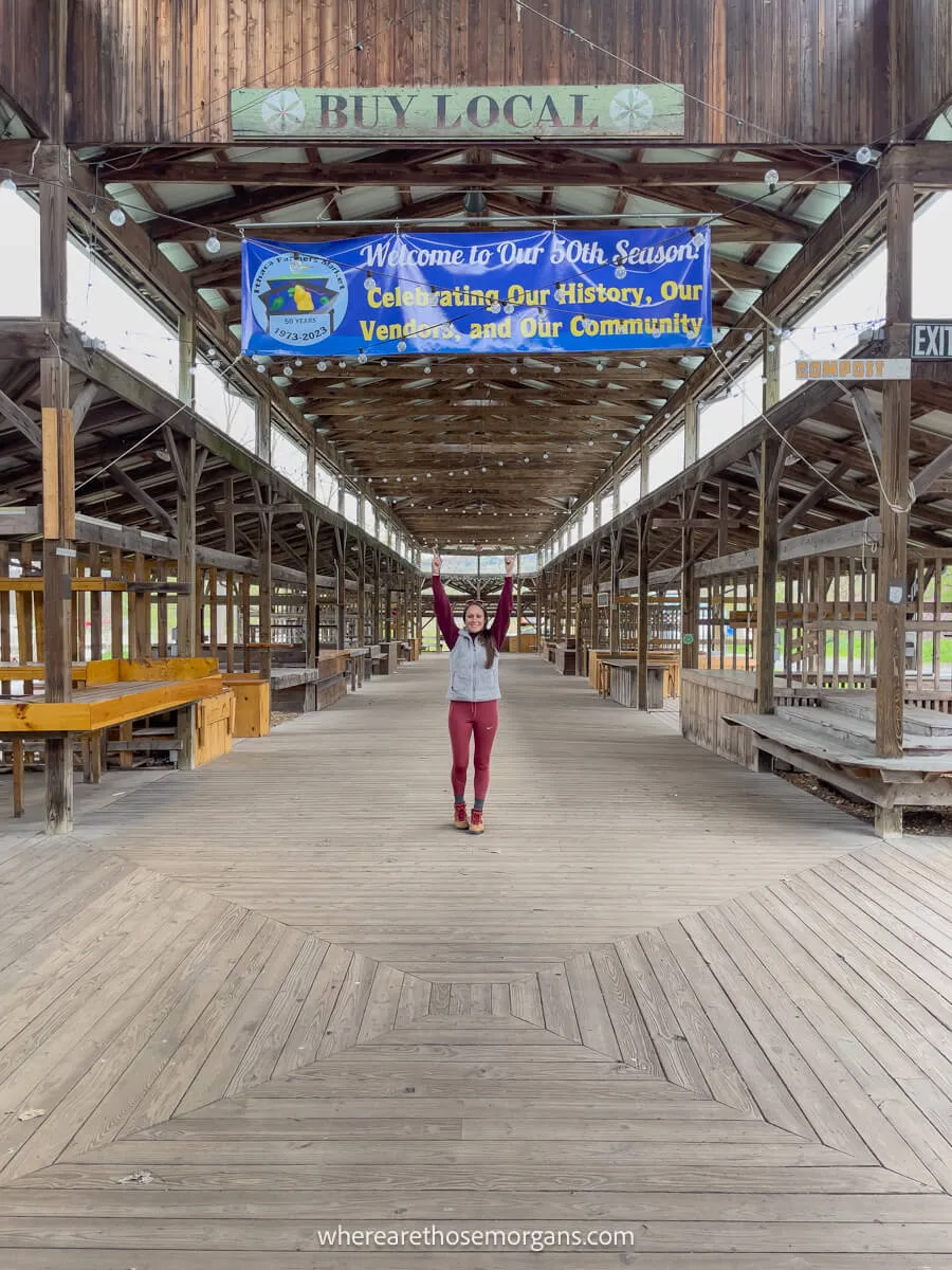 Woman at the empty Ithaca Farmers Market