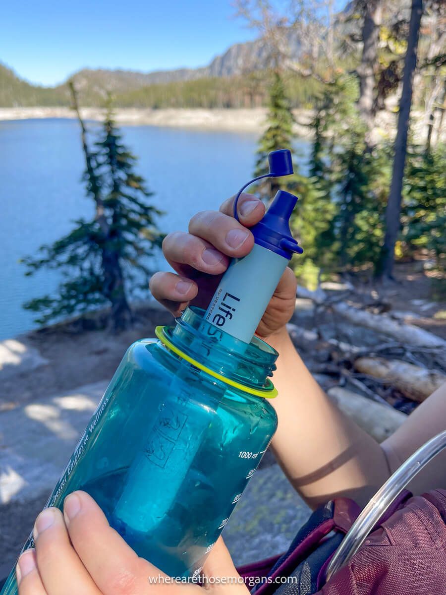 Lifestraw being used in a nalgene water bottle