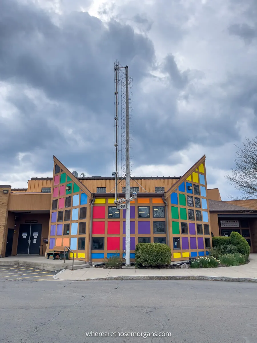 The Sciencenter a bright multi colored building in upstate new york