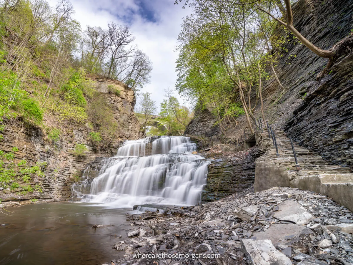 Cascadilla Gorge in spring on Cornell University campus