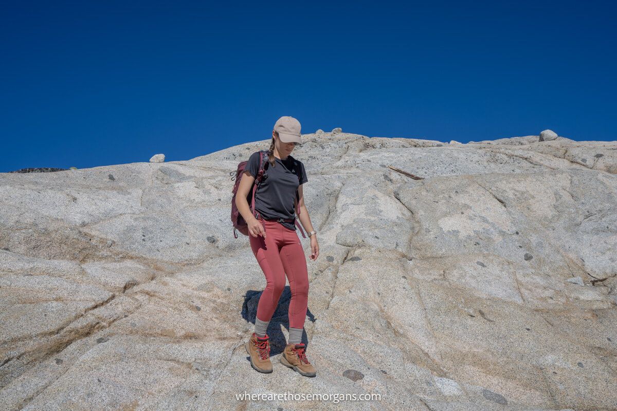 Woman wearing a hat to protect her face from the sun